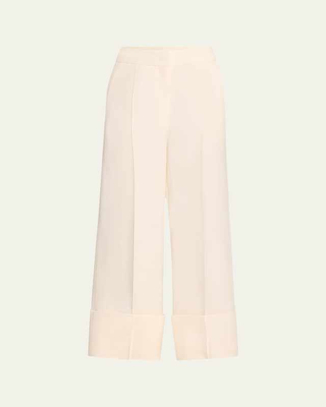 Wide-Leg Cuffed Trousers